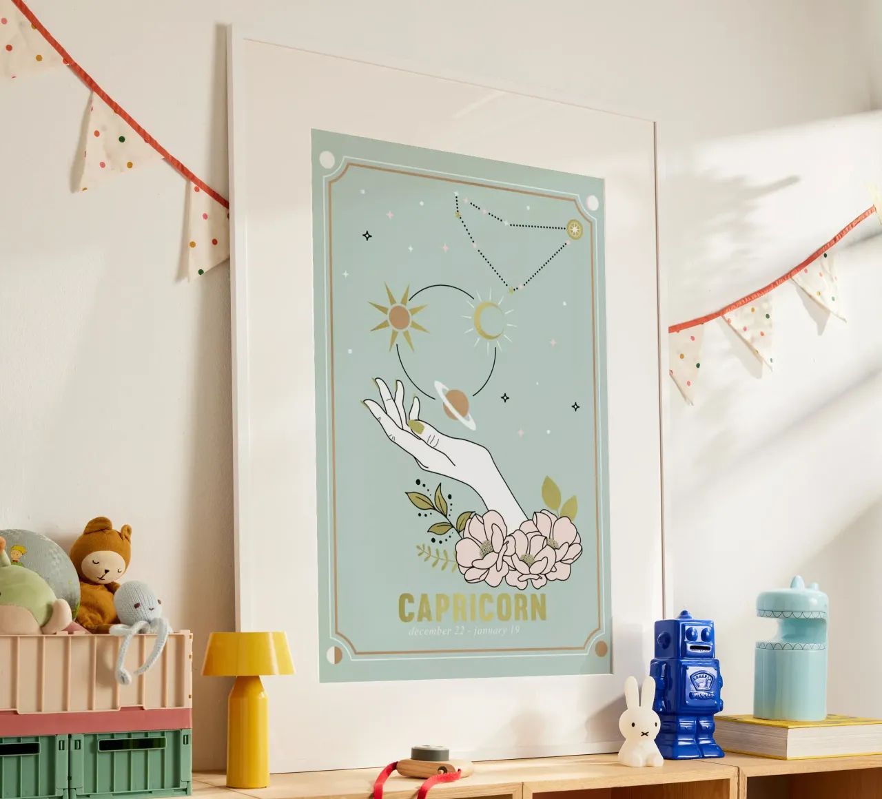 Capricorn poster con telaio in alluminio da cafelab