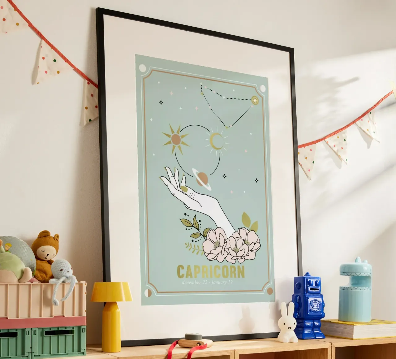 Capricorn poster con telaio in alluminio da cafelab