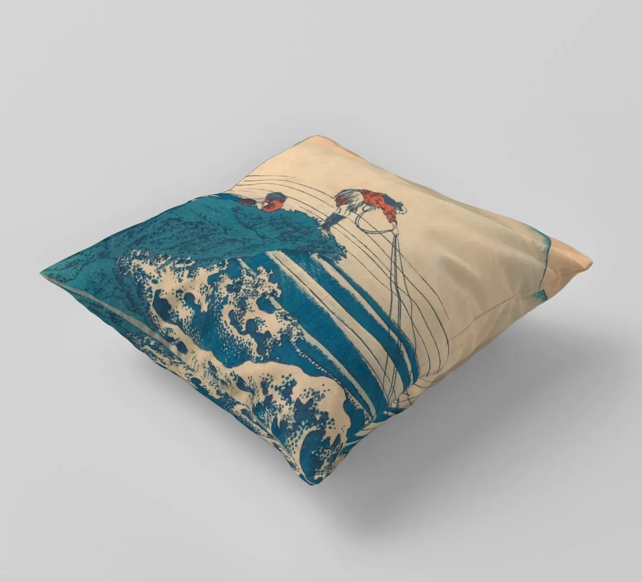 Kajikazawa in Kai" di Hokusai: Fuji e pescatori - L'icona di Uki cuscino da NorwesClub