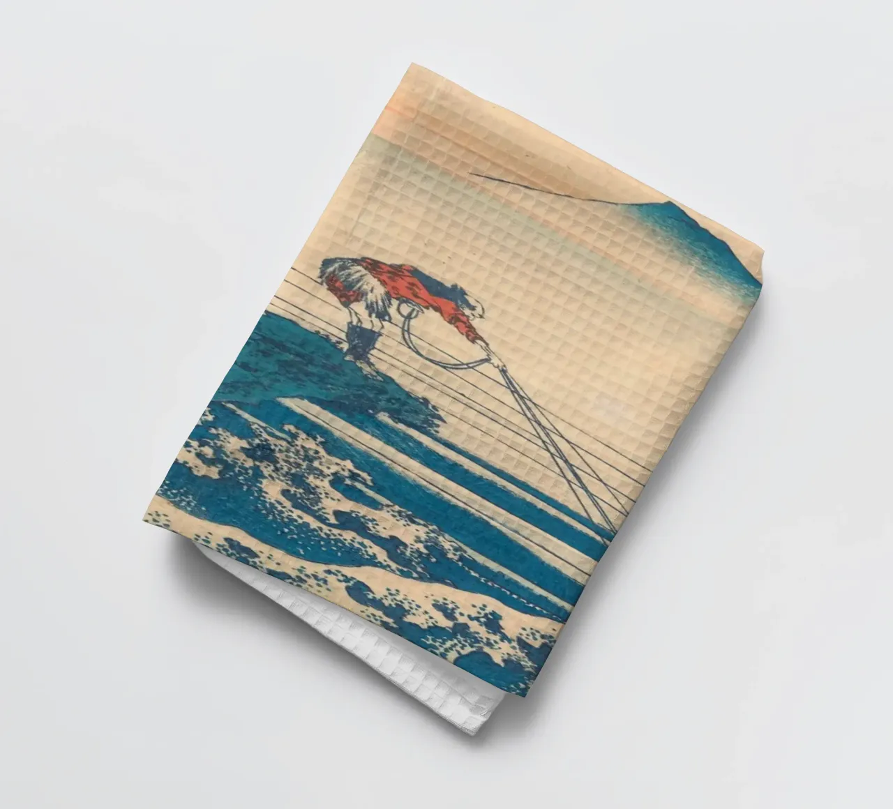 Kajikazawa in Kai" di Hokusai: Fuji e pescatori - L'icona di Uki canovaccio da cucina da NorwesClub
