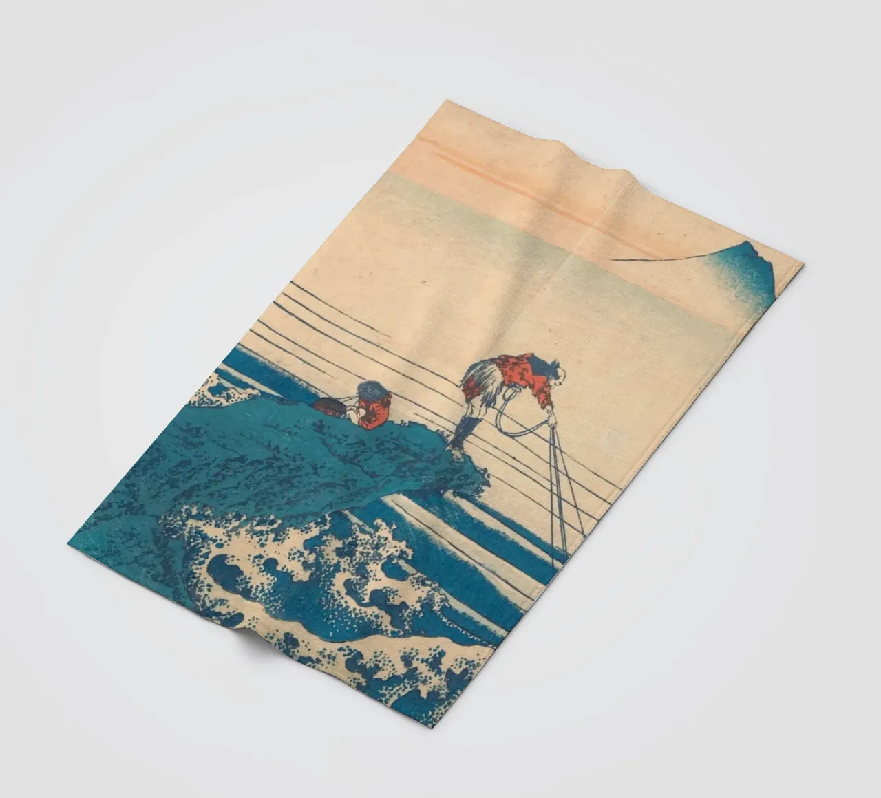Kajikazawa in Kai" di Hokusai: Fuji e pescatori - L'icona di Uki coperta in pile da NorwesClub