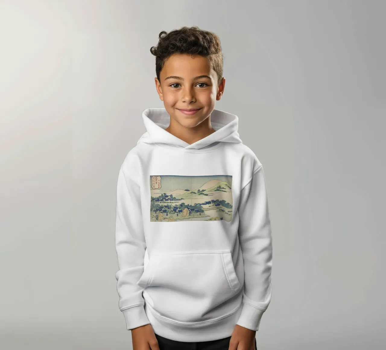 Islas Hokusai Ryukyu: Aldea costera y montañas - Sereno sudadera con capucha para niño de NorwesClub