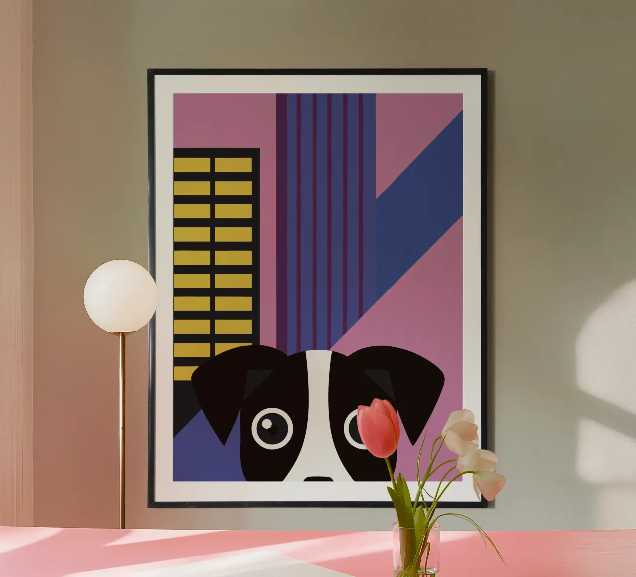 Cane moderno poster con telaio in legno da LOOK DIFFERENT