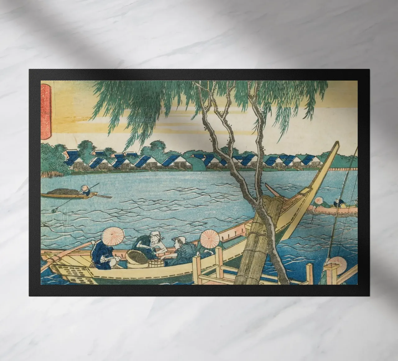 Hokusai: Pesca sul fiume Miyato e vita lacustre - Ukiy classico zerbino da NorwesClub
