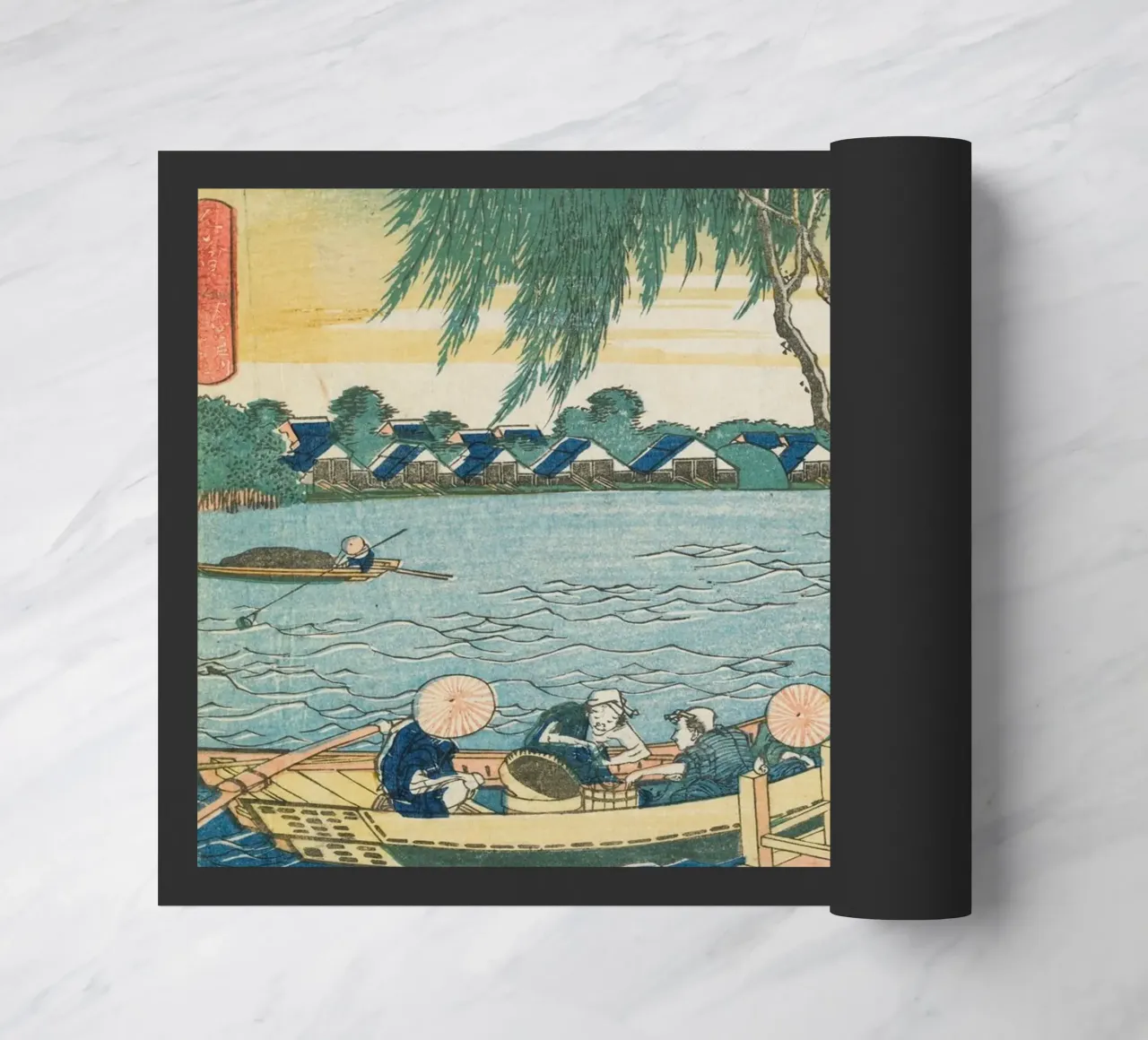 Hokusai: Pesca sul fiume Miyato e vita lacustre - Ukiy classico zerbino da NorwesClub