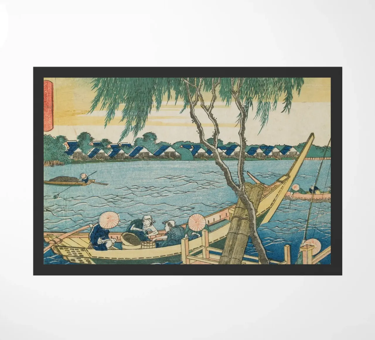 Hokusai: Pesca sul fiume Miyato e vita lacustre - Ukiy classico zerbino da NorwesClub