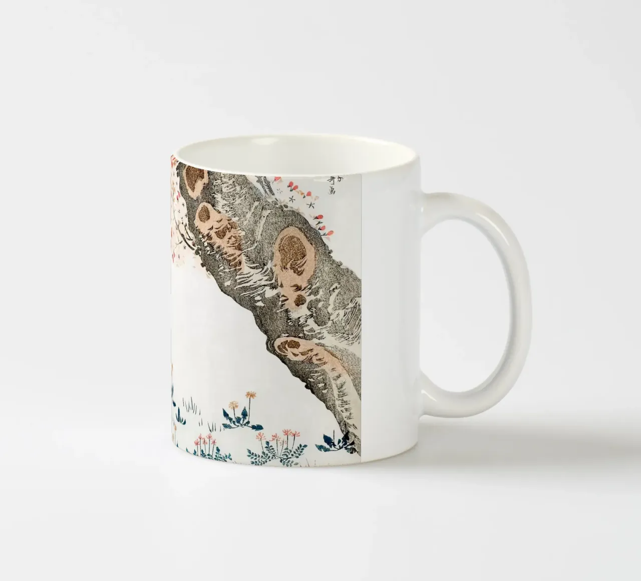 Hokusai: Albero dei ciliegi in fiore e fiori selvatici - Sereno Ukiyo-e tazza in ceramica da NorwesClub