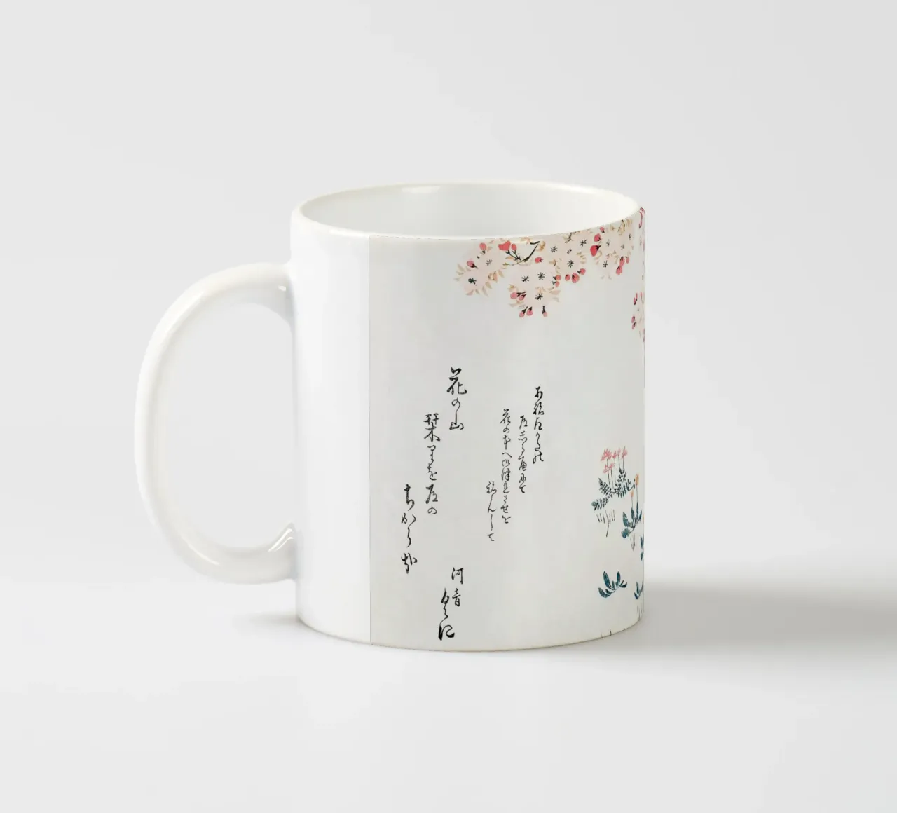 Hokusai: Albero dei ciliegi in fiore e fiori selvatici - Sereno Ukiyo-e tazza in ceramica da NorwesClub