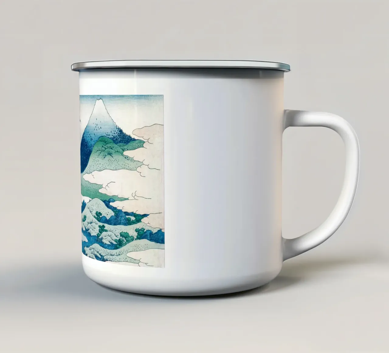 Hokusai Fuji: Gru, Monte Fuji, Serenità Ukiyo-e, Giappone Fuji, Serenità Ukiyo-e, Giappone De tazza in smalto da NorwesClub