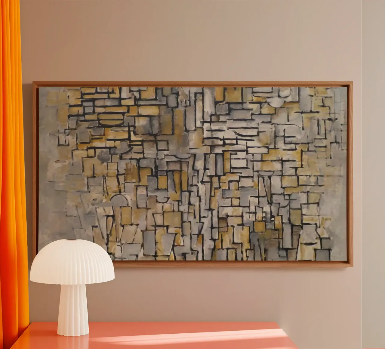 Mondrian Abstract: Cubist Grid, Modern Art, Bauhaus Influenc canvas with Floater frame by NorwesClub