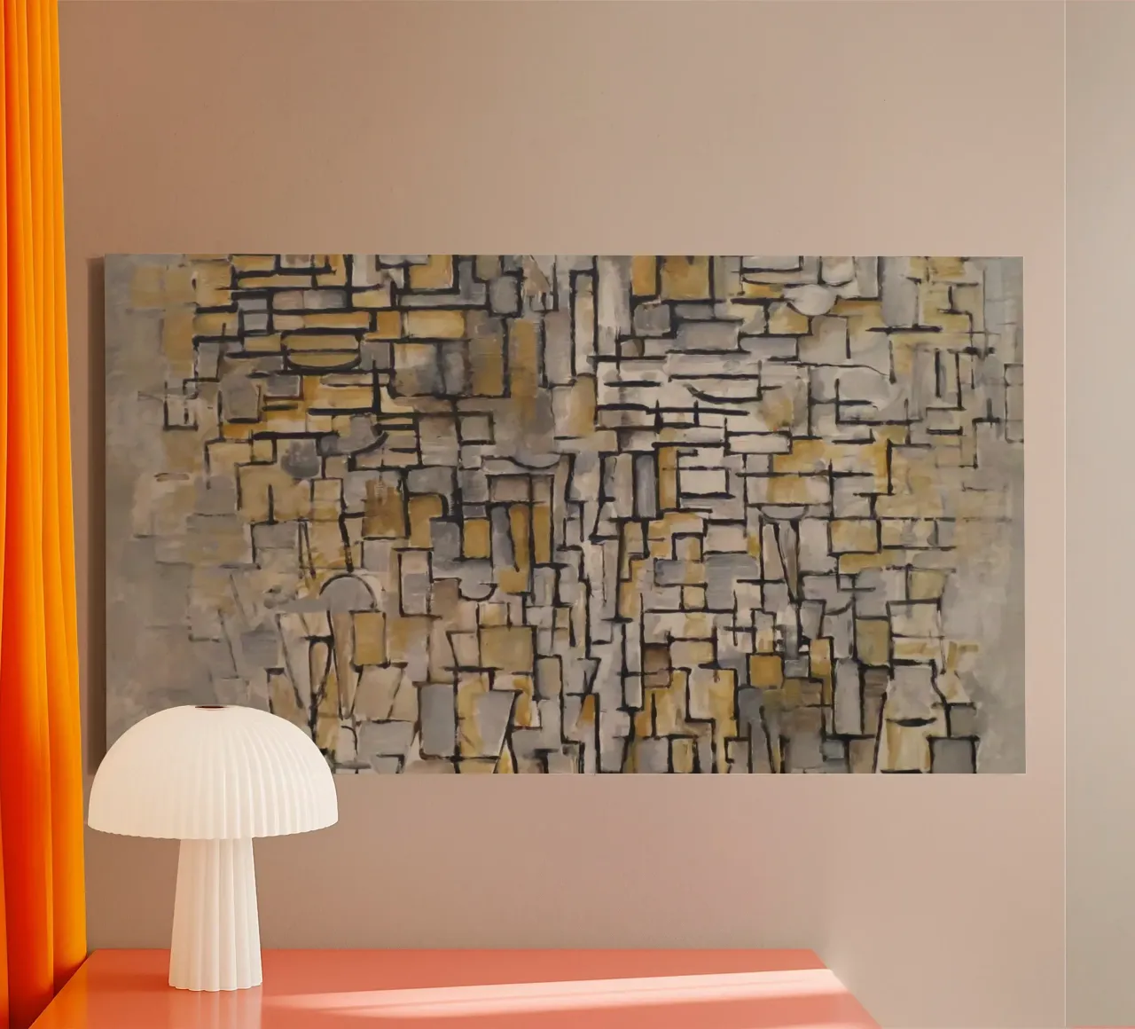Mondrian Abstract: Cubist Grid, Modern Art, Bauhaus Influenc canvas with Floater frame by NorwesClub