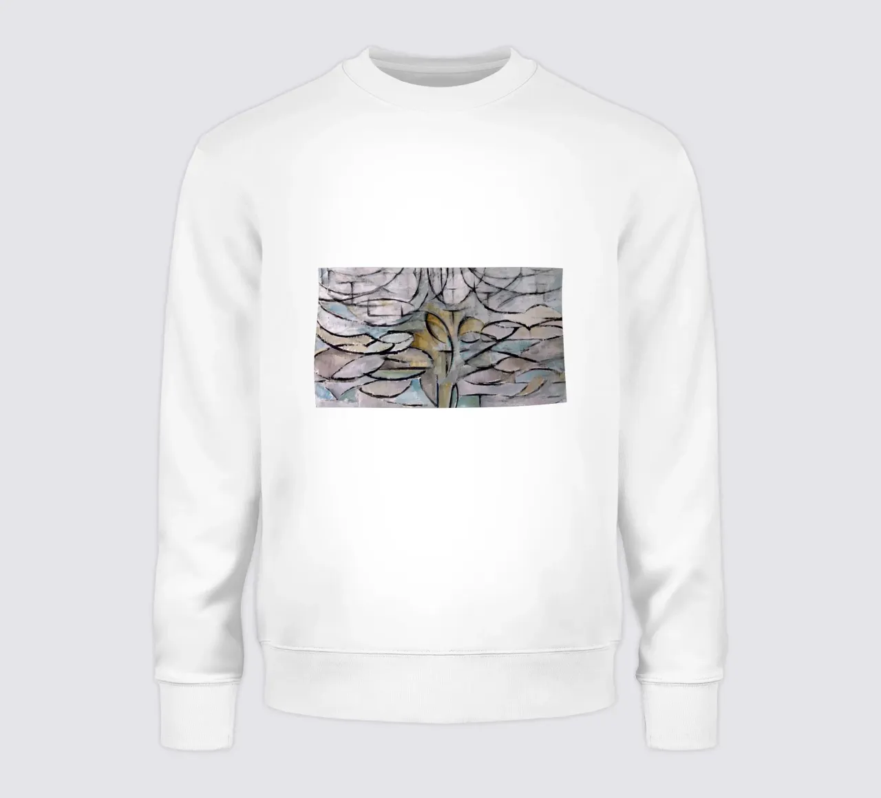 Mondrian Nature: Gray Tree, Cubist Abstraction, Organic Mode sweatshirt by NorwesClub