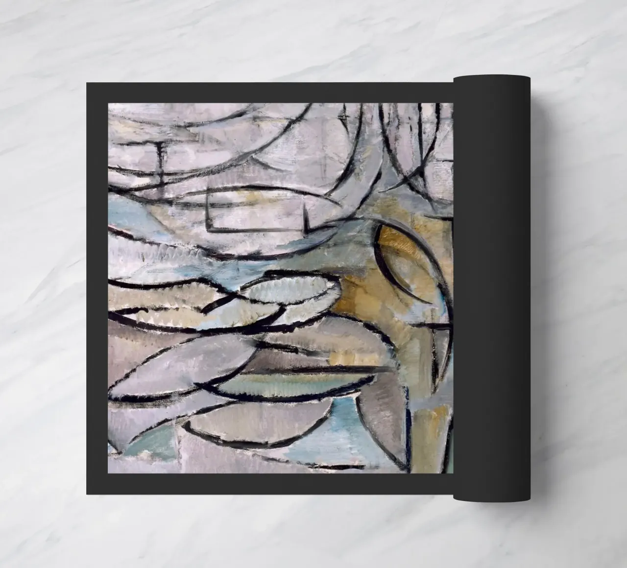 Mondrian Nature: Gray Tree, Cubist Abstraction, Organic Mode doormat by NorwesClub