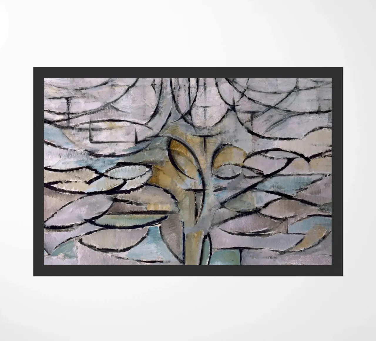 Mondrian Nature: Gray Tree, Cubist Abstraction, Organic Mode doormat by NorwesClub