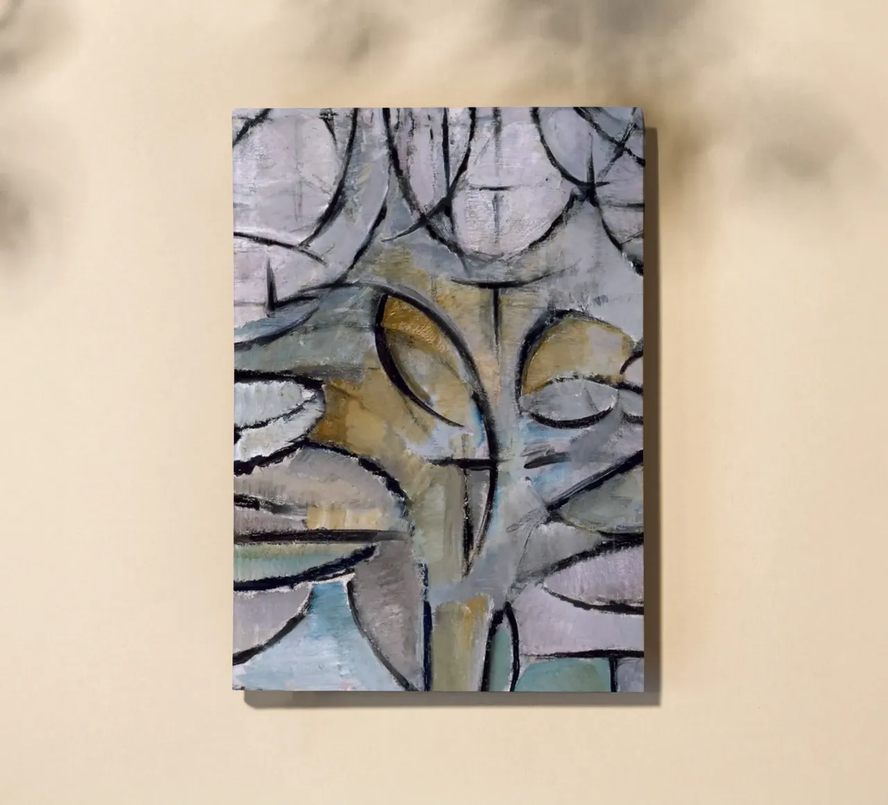 Mondrian Nature: Gray Tree, Cubist Abstraction, Organic Mode notebook by NorwesClub