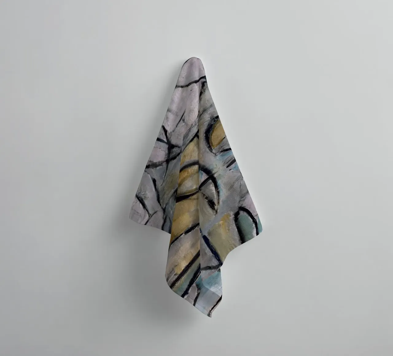 Mondrian Nature: Gray Tree, Cubist Abstraction, Organic Mode towel by NorwesClub