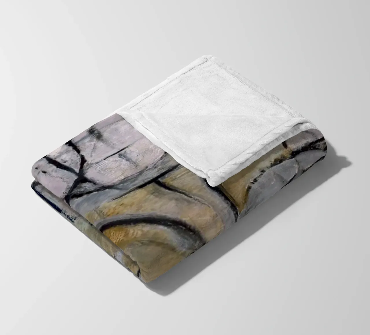 Mondrian Nature: Gray Tree, Cubist Abstraction, Organic Mode fleece blanket by NorwesClub