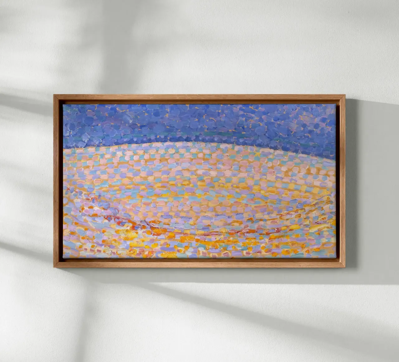Mondrian Pointillist: Dune III, Neo-Impressionist Landscape canvas with Floater frame by NorwesClub