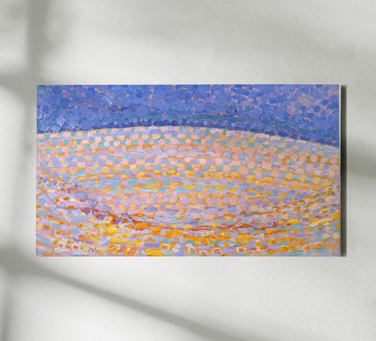 Mondrian Pointillist: Dune III, Neo-Impressionist Landscape canvas with Floater frame by NorwesClub