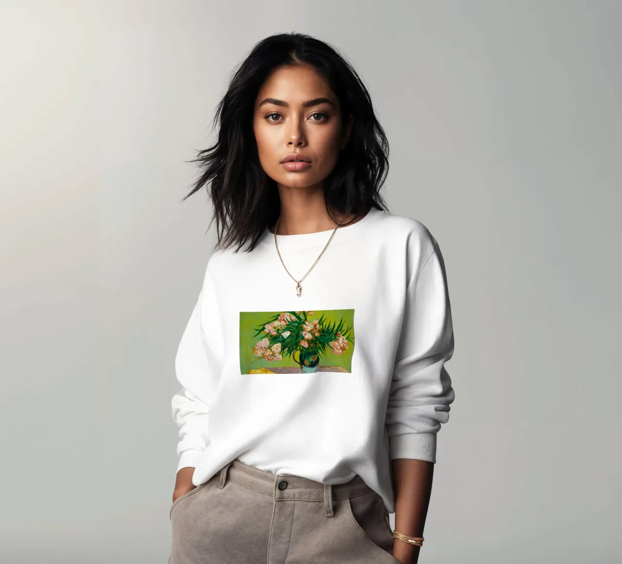 Van Gogh fiorisce: Oleandri, Espressionismo floreale, Summer Vib felpa da NorwesClub