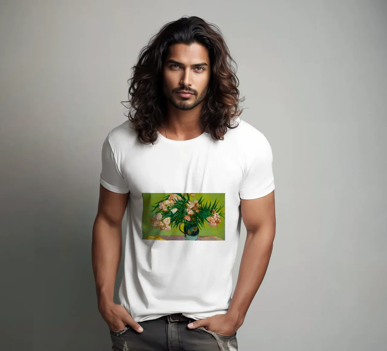 Van Gogh fiorisce: Oleandri, Espressionismo floreale, Summer Vib t-shirt da NorwesClub
