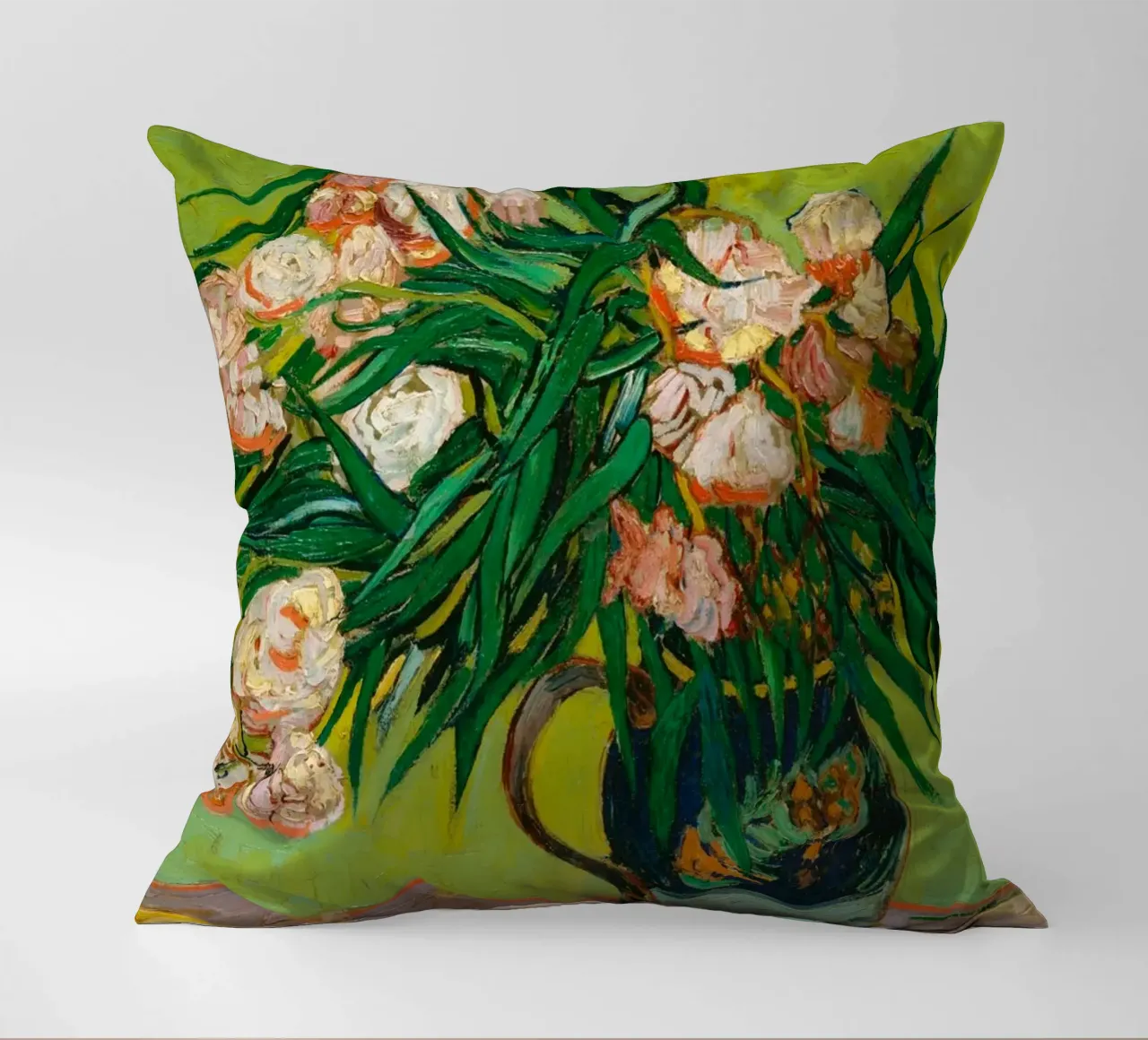 Van Gogh fiorisce: Oleandri, Espressionismo floreale, Summer Vib cuscino da NorwesClub