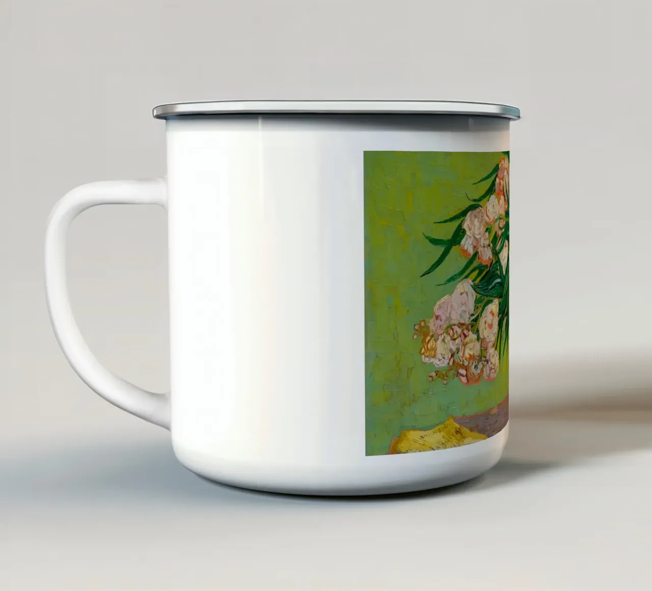 Van Gogh fiorisce: Oleandri, Espressionismo floreale, Summer Vib tazza in smalto da NorwesClub