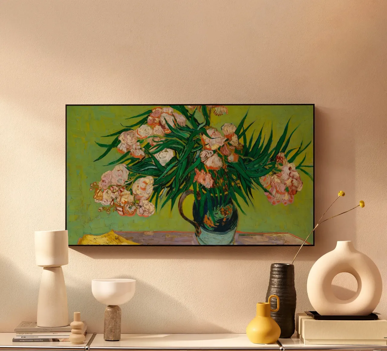 Van Gogh fiorisce: Oleandri, Espressionismo floreale, Summer Vib alluminio dibond da NorwesClub