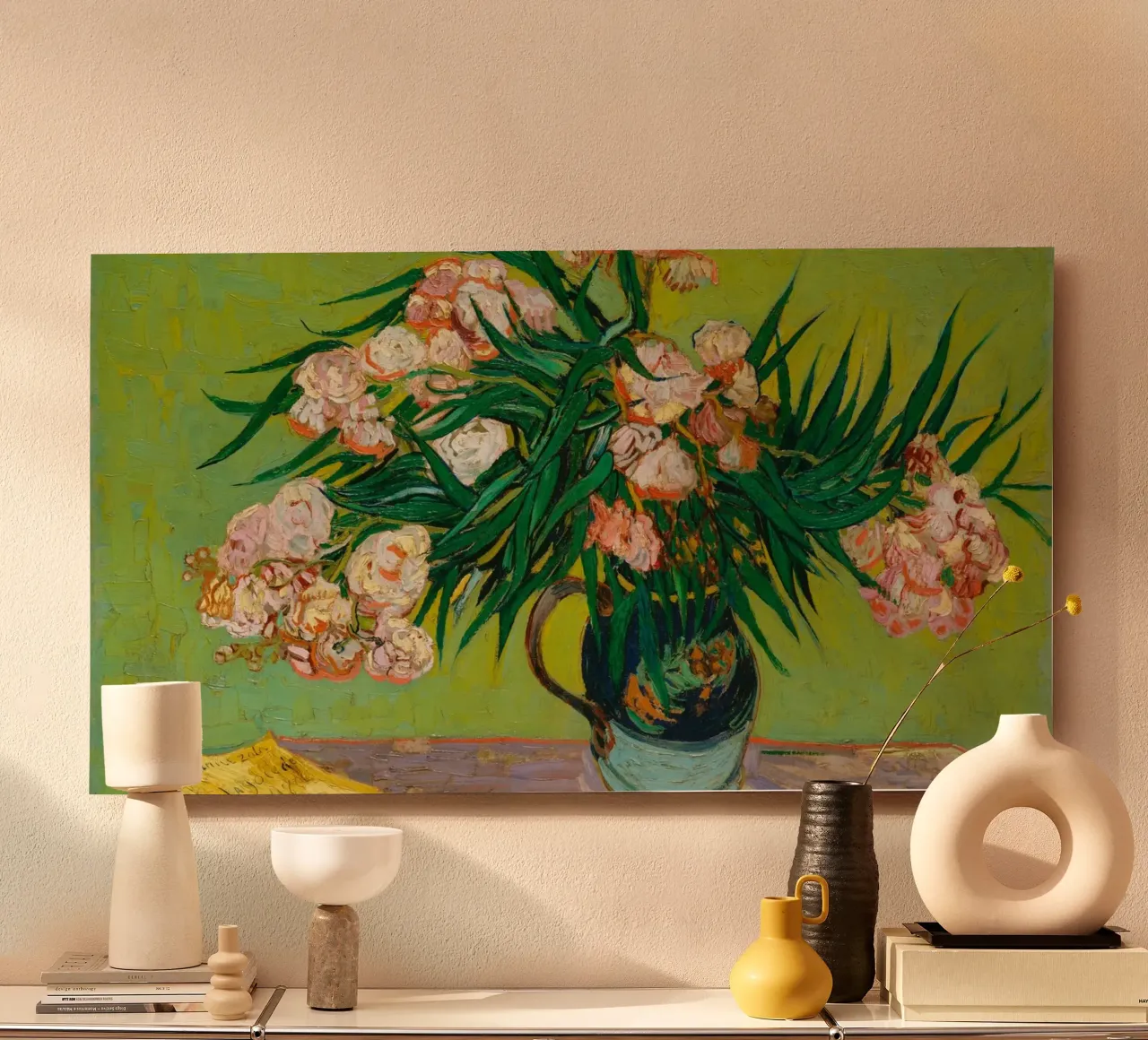 Van Gogh fiorisce: Oleandri, Espressionismo floreale, Summer Vib alluminio dibond da NorwesClub