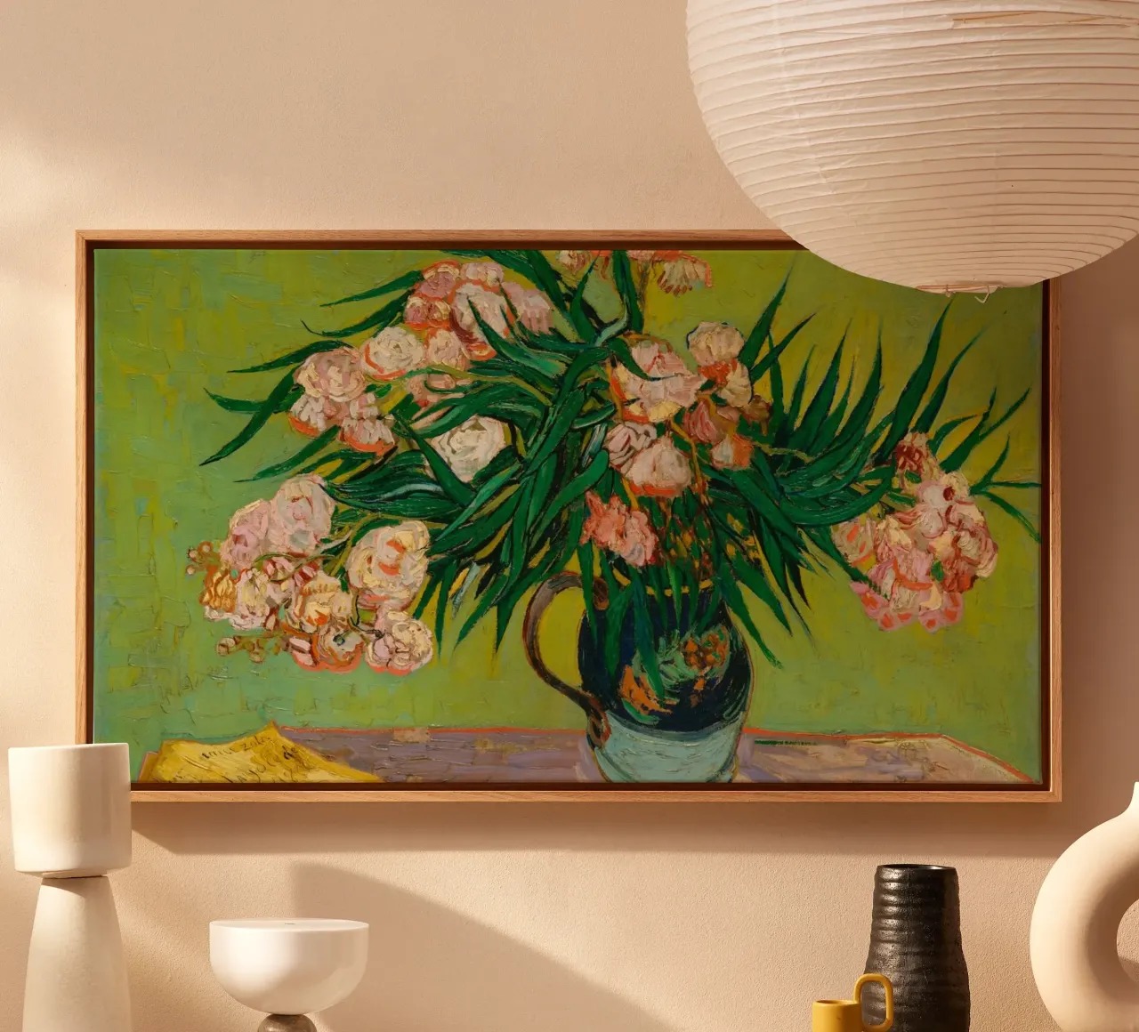 Van Gogh Bloeit: Oleanders, Bloem Expressionisme, Zomer Vib canvas van NorwesClub