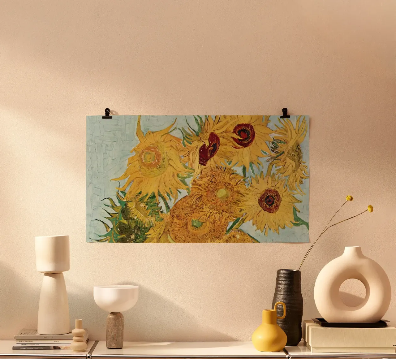I girasoli di Van Gogh: L'icona del maestro floreale post-impressionista poster con telaio in legno da NorwesClub