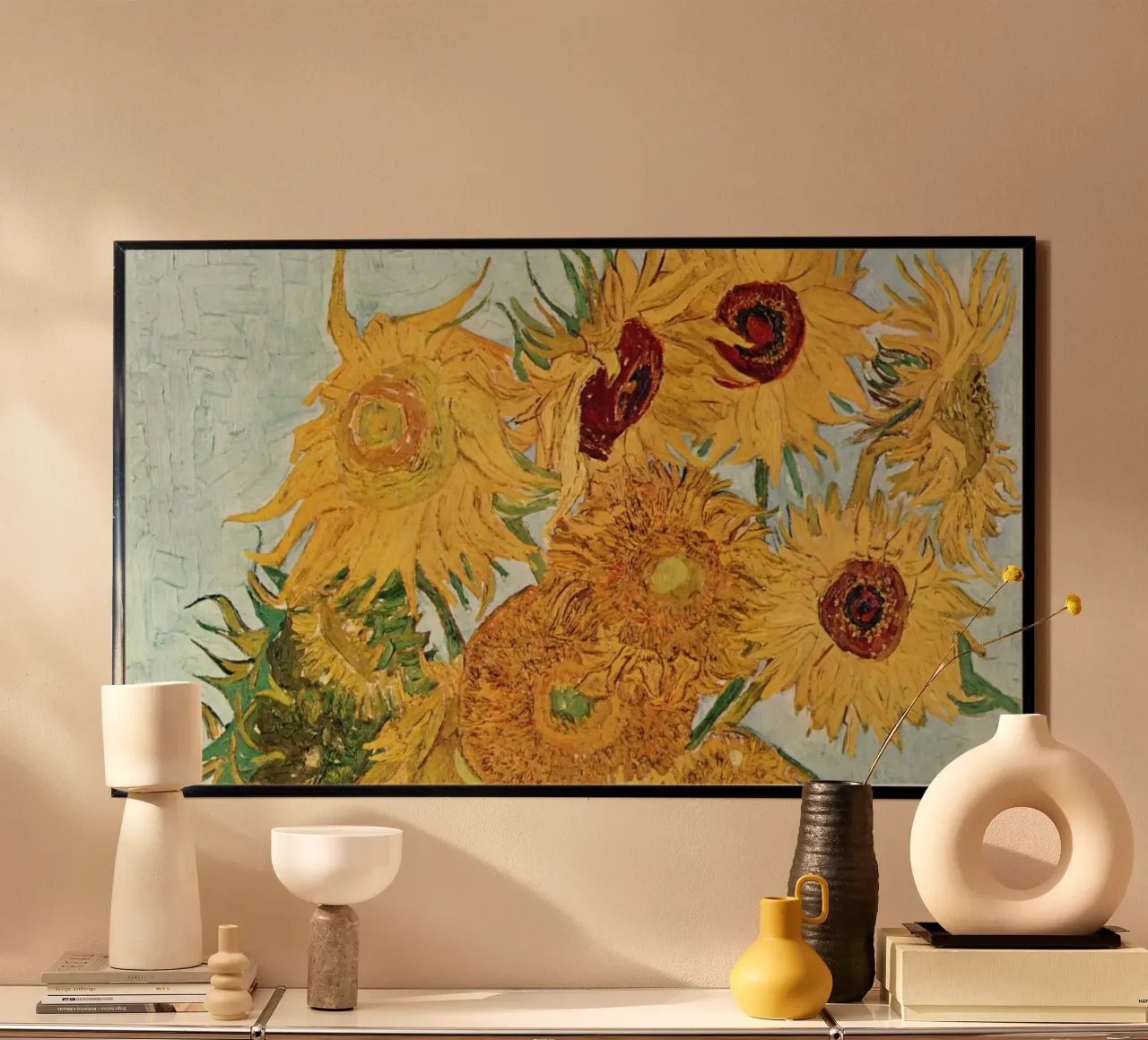 I girasoli di Van Gogh: L'icona del maestro floreale post-impressionista poster con telaio in legno da NorwesClub