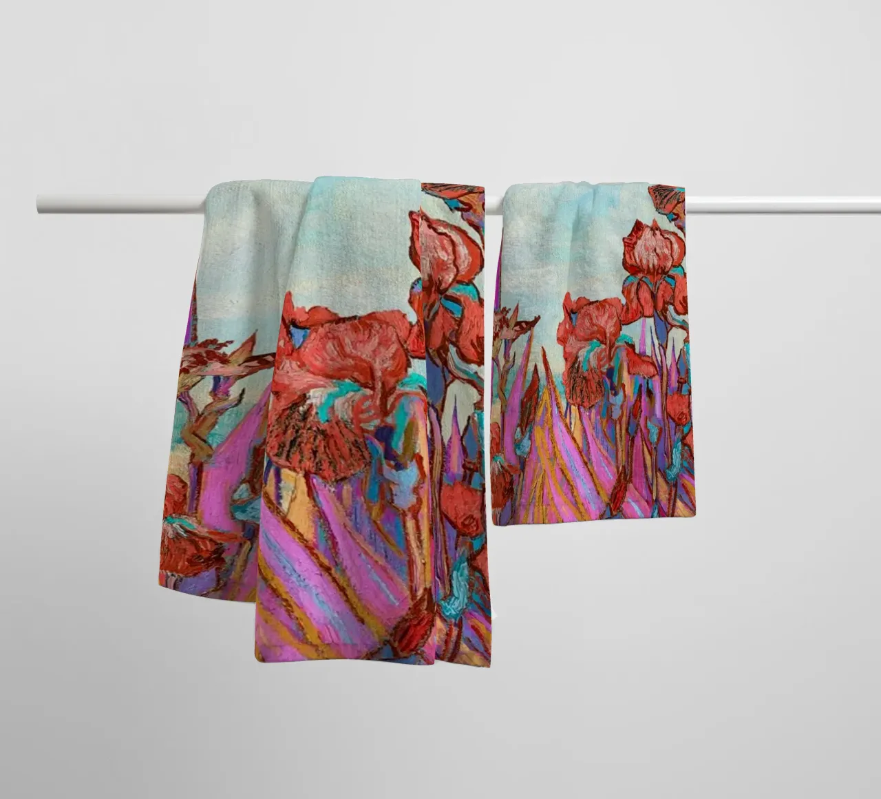 Van Gogh Inspired Irises: Vibrant Post-Impressionist Floral towel by NorwesClub