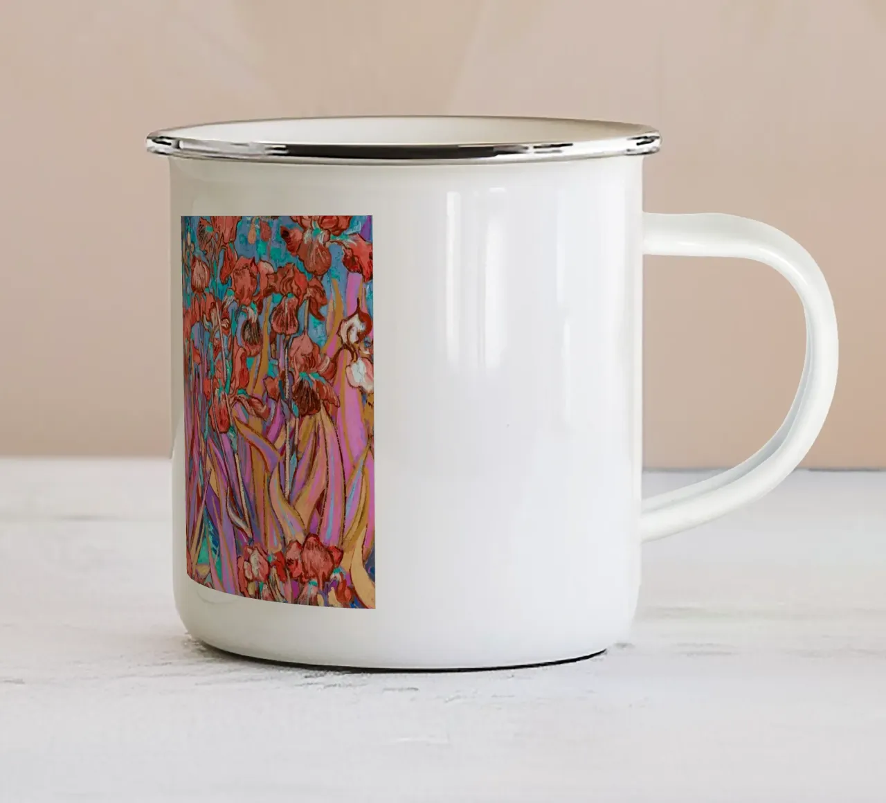 Iris ispirati a Van Gogh: Vivaci giardini post-impressionisti tazza in smalto da NorwesClub
