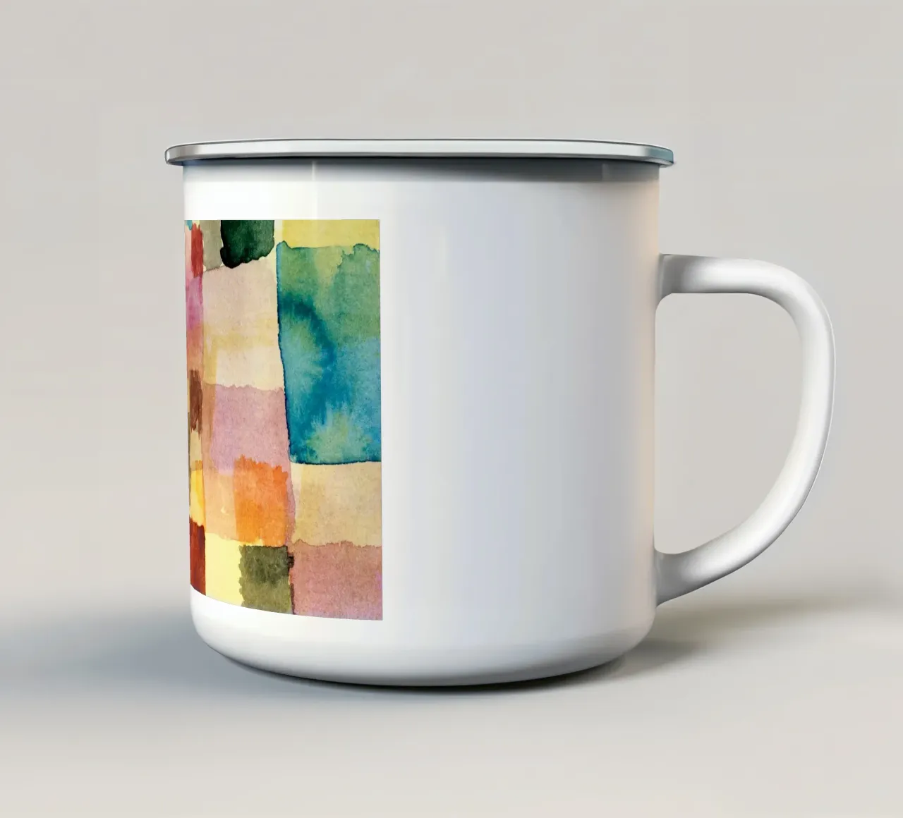 Quadrati acquerellati di Paul Klee: Colore espressionista astratto F tazza in smalto da NorwesClub