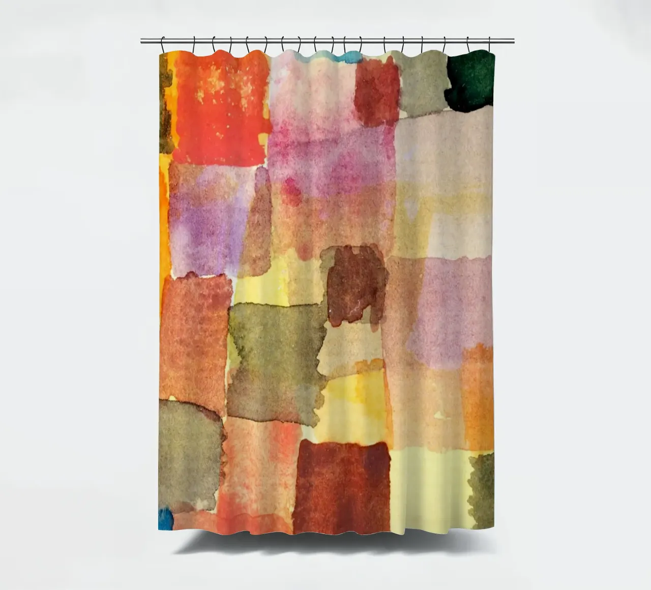Paul Klee Aquarell Quadrate: Abstrakter Expressionist Farbe F Duschvorhang von NorwesClub
