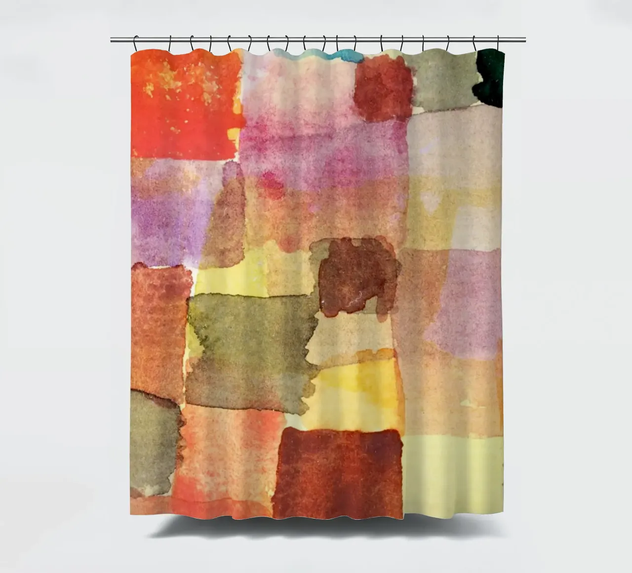 Paul Klee Aquarell Quadrate: Abstrakter Expressionist Farbe F Duschvorhang von NorwesClub