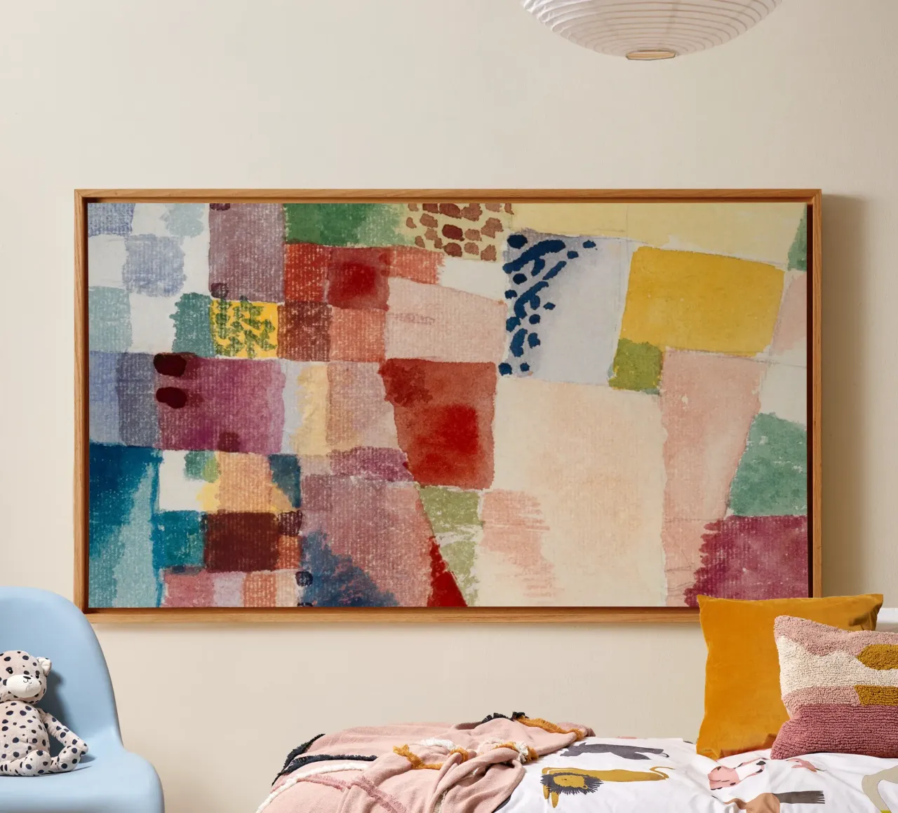 Paul Klee Hammamet Motif: Patchw acquerello astratto Bauhaus tela con Cornice a cassetta da NorwesClub