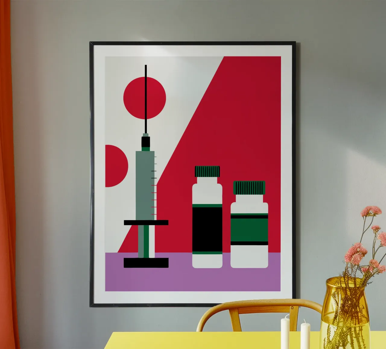 Iniezioni e farmaci poster con telaio in plastica da LOOK DIFFERENT
