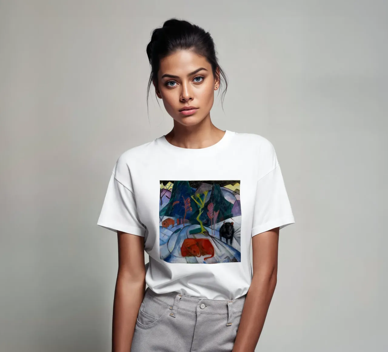 Franz Marc: Bisonte espressivo in inverno - Arte moderna in grassetto Pri t-shirt da NorwesClub