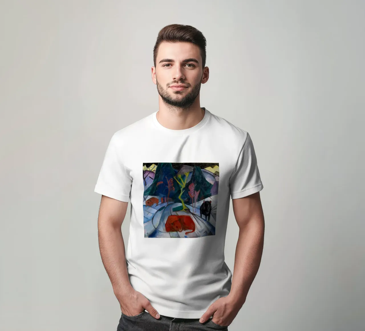 Franz Marc: Bisonte espressivo in inverno - Arte moderna in grassetto Pri t-shirt da NorwesClub