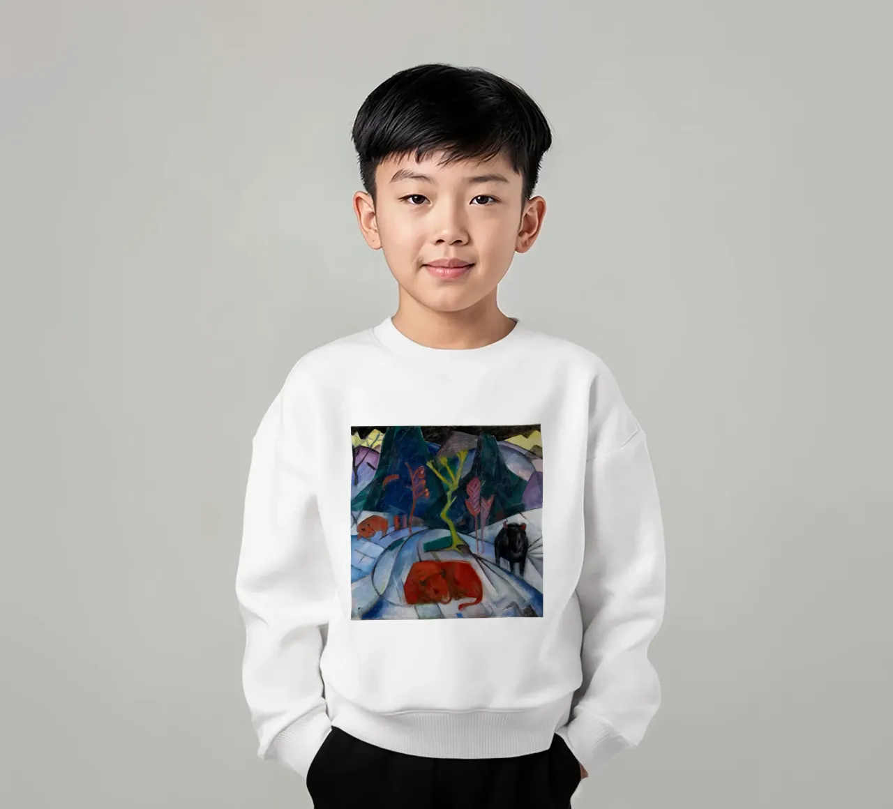 Franz Marc: Bisonte espressivo in inverno - Arte moderna in grassetto Pri felpa bambino da NorwesClub