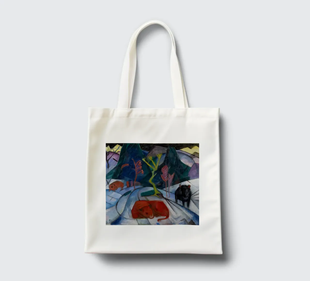 Franz Marc: Bisonte espressivo in inverno - Arte moderna in grassetto Pri borsa in juta da NorwesClub