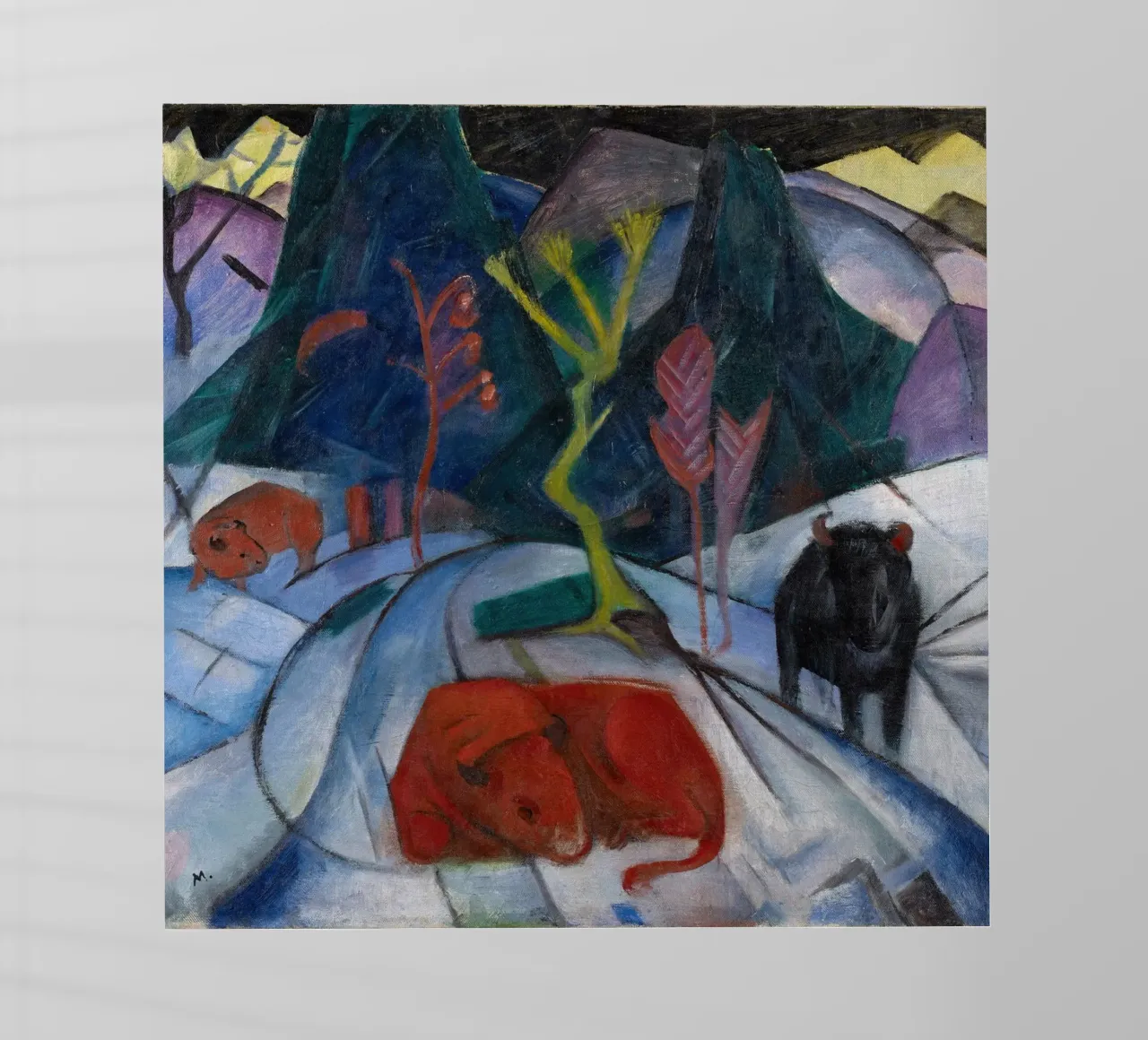 Franz Marc: Bisonte espressivo in inverno - Arte moderna in grassetto Pri pellicola backlit da NorwesClub