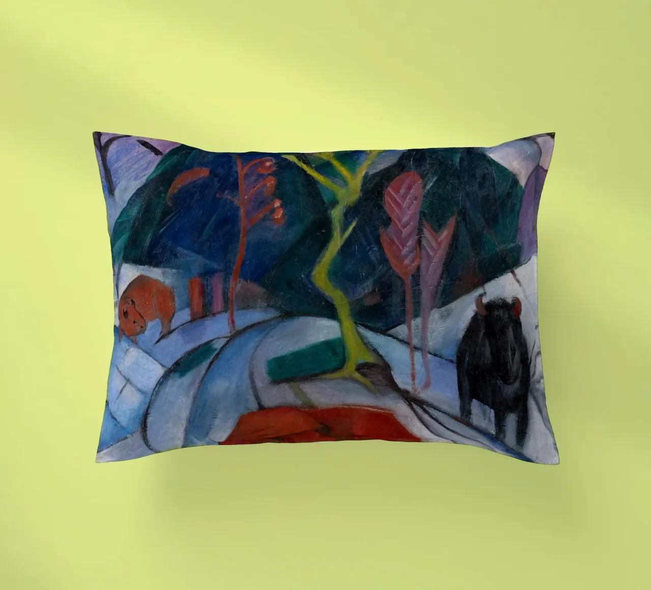 Franz Marc: Bisonte espressivo in inverno - Arte moderna in grassetto Pri cuscino da NorwesClub