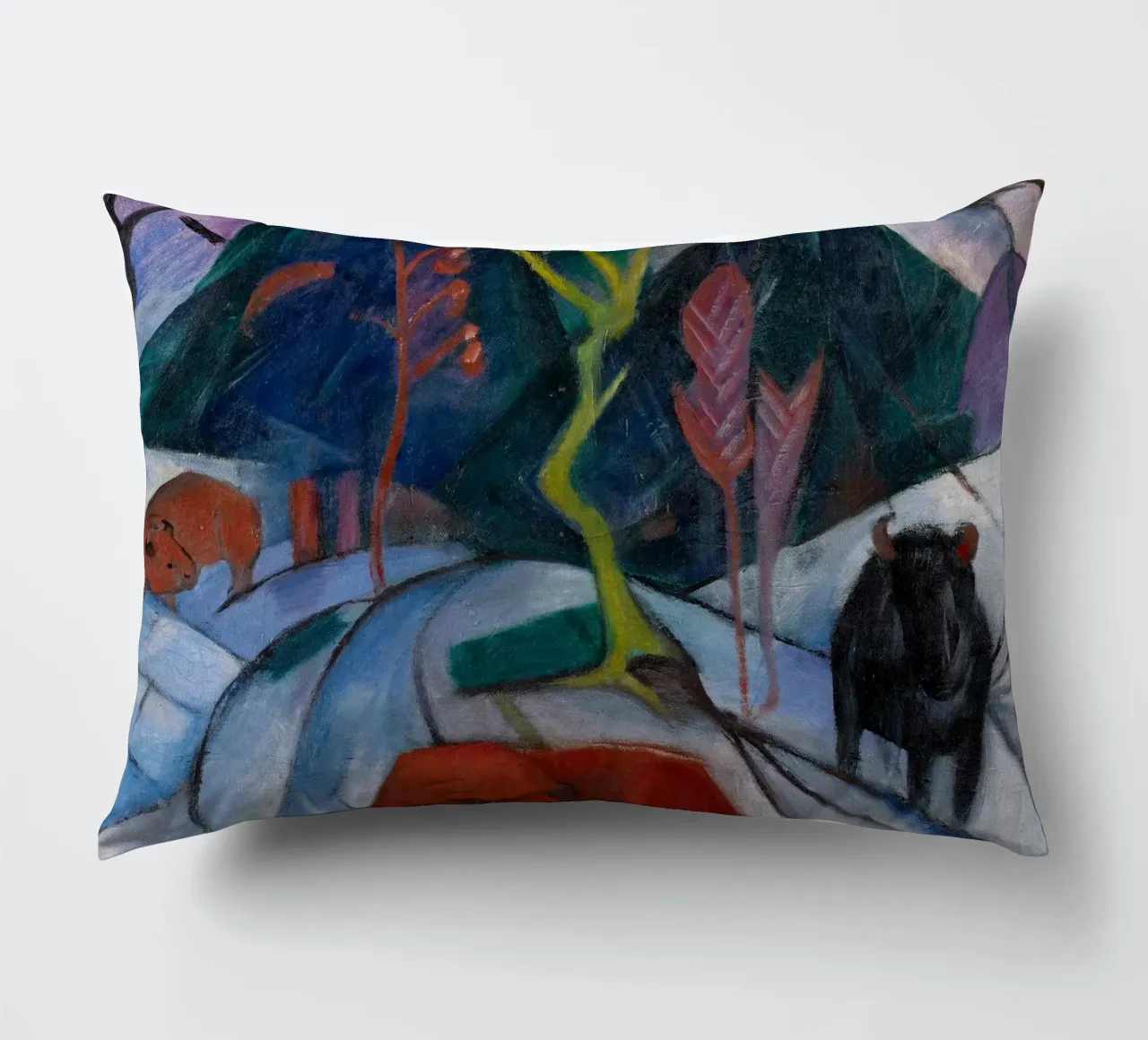 Franz Marc: Bisonte espressivo in inverno - Arte moderna in grassetto Pri cuscino da NorwesClub
