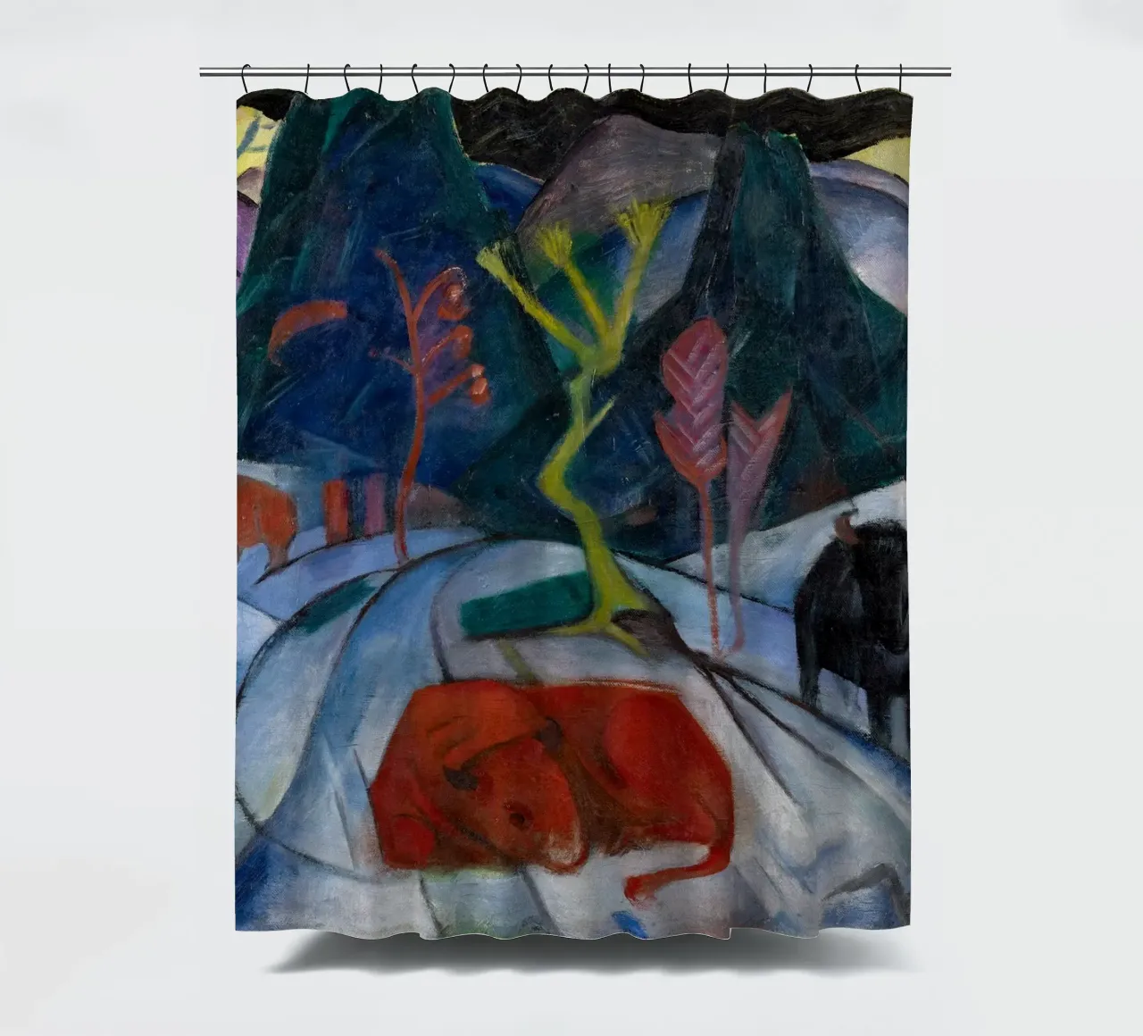 Franz Marc: Bisonte espressivo in inverno - Arte moderna in grassetto Pri tenda da doccia da NorwesClub