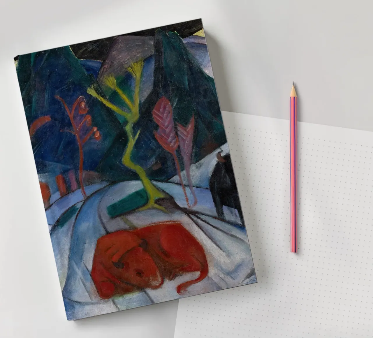 Franz Marc: Expressive Bison in Winter - Bold Modern Art Pri notebook by NorwesClub