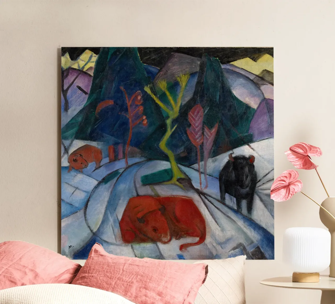 Franz Marc: Bisonte espressivo in inverno - Arte moderna in grassetto Pri alluminio dibond da NorwesClub
