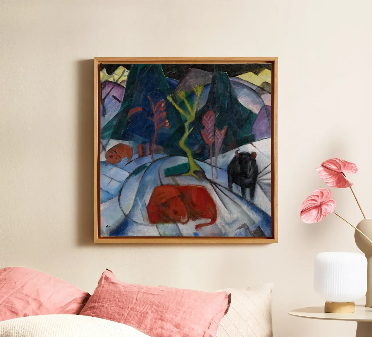 Franz Marc: Bisonte espressivo in inverno - Arte moderna in grassetto Pri tela da NorwesClub